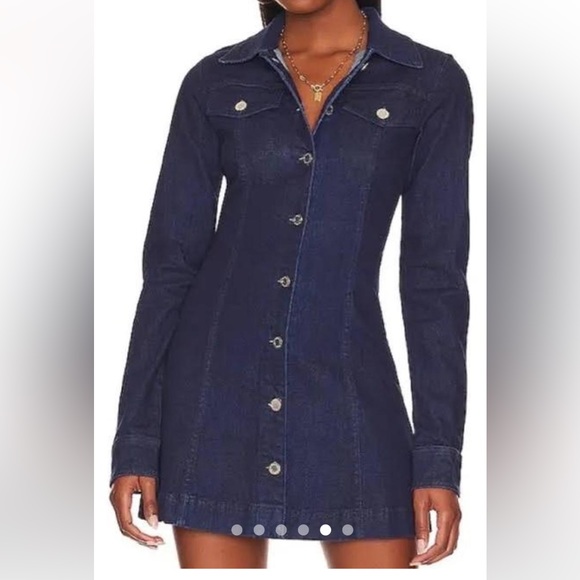 we wore what denim dress WeWoreWhat Denim Strapless Midi Dress in Super Light
